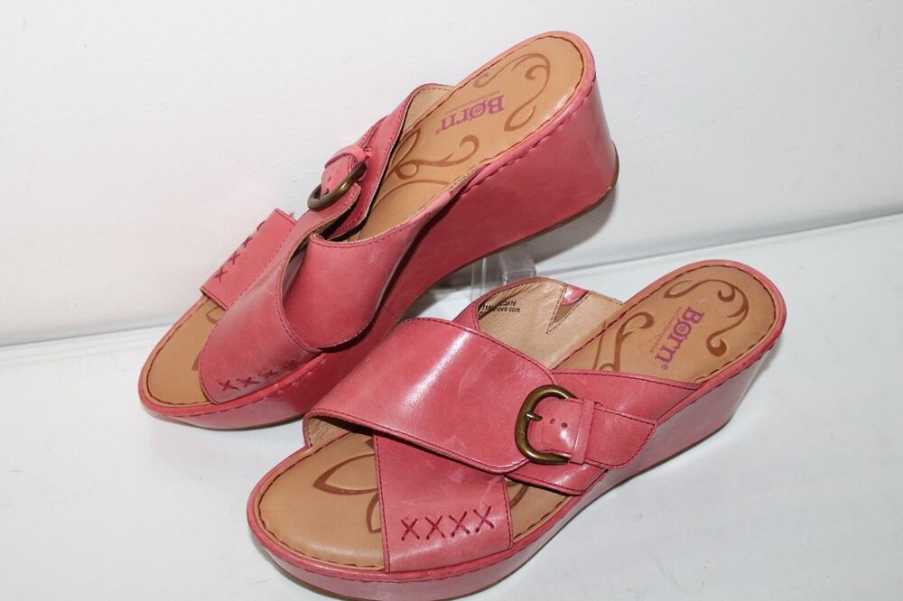 Born Slide Sandal, D89605, Pink w/Buckle, Leather, Women's Size 11